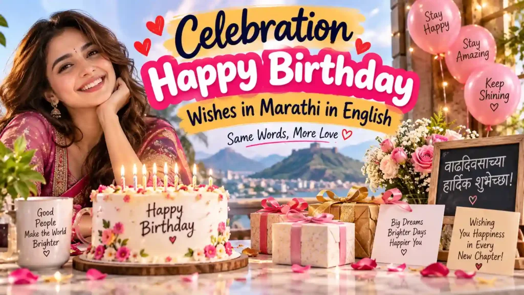 Celebration Happy Birthday Wishes in Marathi in English
