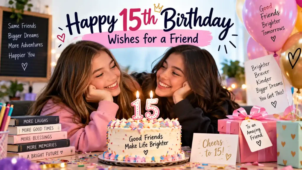 Happy 15th Birthday Wishes for a Friend