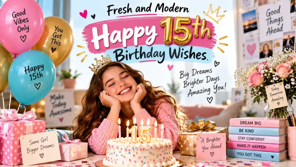 Fresh and Modern Happy 15th Birthday Wishes