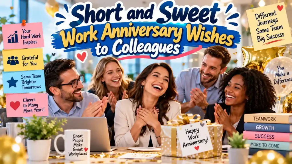 Short and Sweet Work Anniversary Wishes to Colleagues